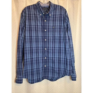 Crown And Ivy Mens Long Sleeve Button Up Dress Shirt Size Large Blue U2